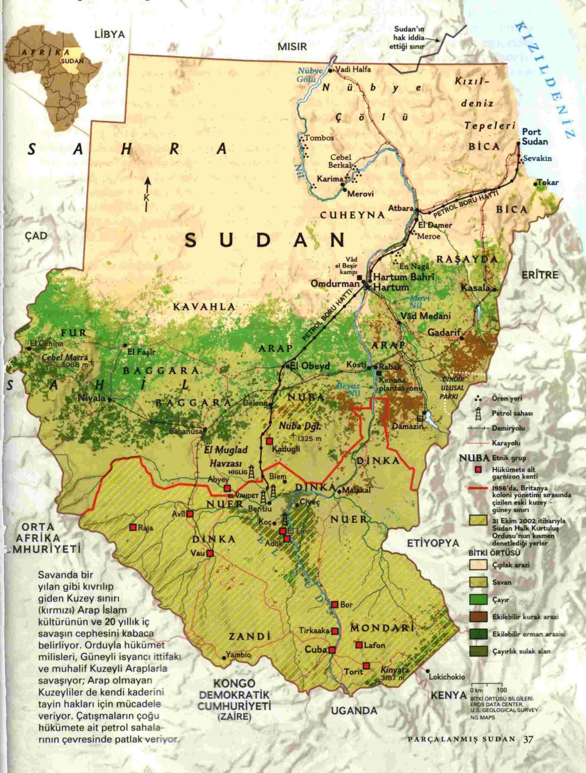 Mapa do Sudão geografia