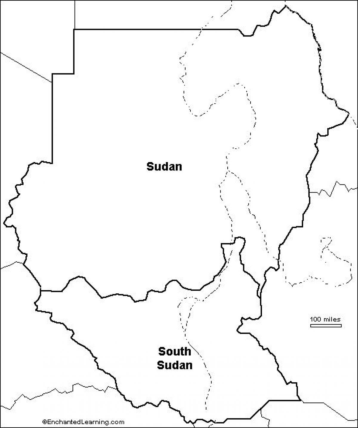 Mapa do Sudão em branco