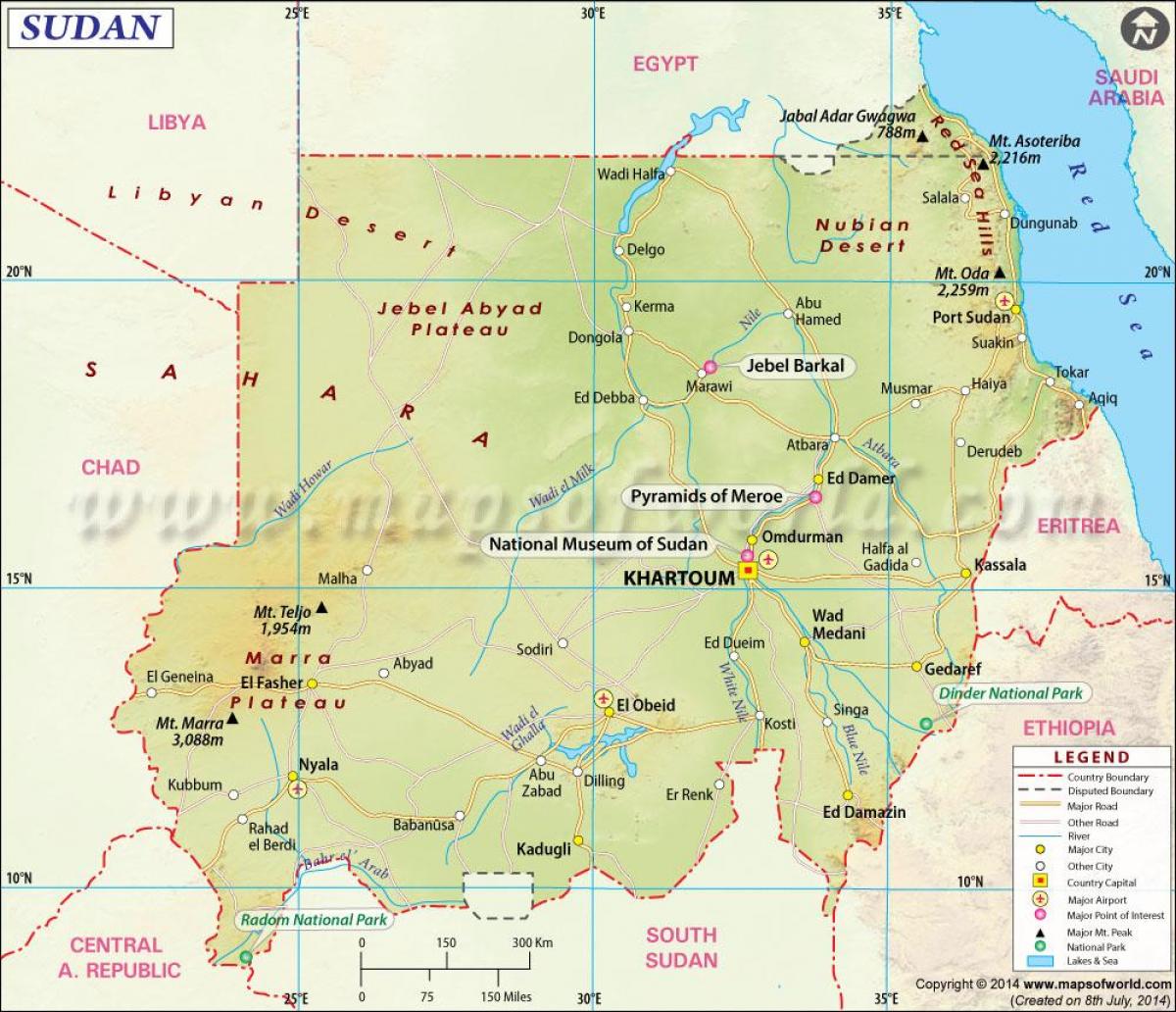 mapa do Sudão